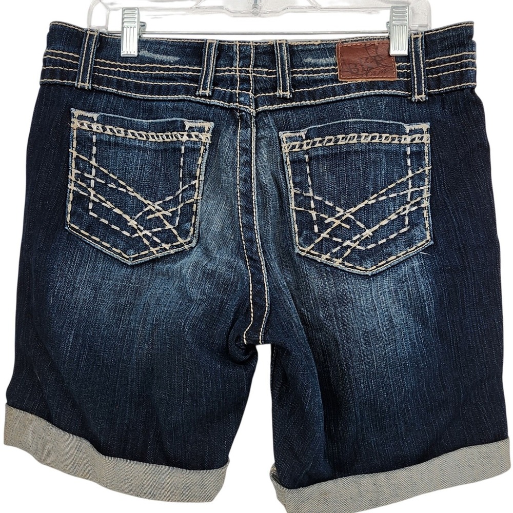 BKE 30 Blue Harper Denim Bermuda Shorts Thick Stitch Y2K McBling Western Boho